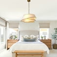 thumbnail image 4 of Chords Attic 24 Inch Gold Modern Chandelier, 4-Light Pendant Lighting with Fabric Drum Shades, Adjustable Hanging Height, for Kitchen Island, Dining Room, Bedroom, 4 of 9