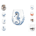 thumbnail image 2 of Artisanal Blue Ringed Octopus Glassware, 3D Ocean Octopus Drinking Glass with Sculpted Tentacles, Handcrafted Borosilicate Tumbler for Cocktails and Beverages, Coastal Home Decor(Seahorse), 2 of 8