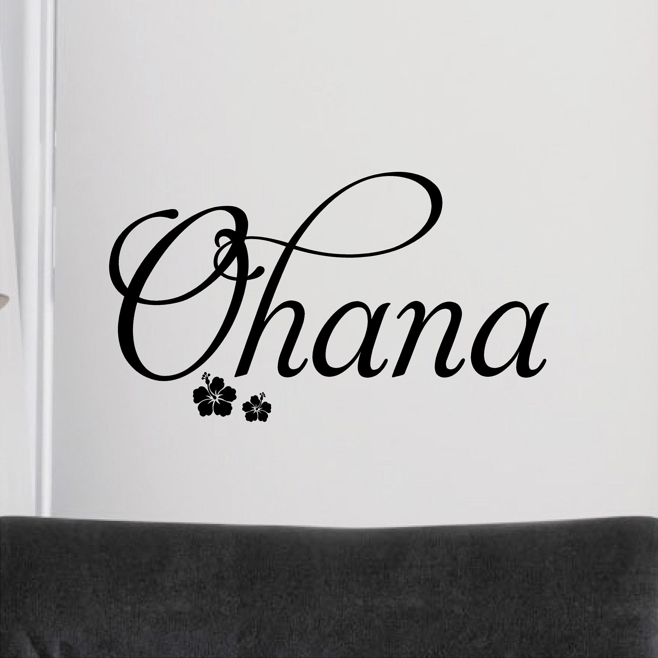 Ohana Vinyl Lettering Wall Decal Removable Sticker Family Decals Home Decor Size: 12.5'H x 22'L - Color: Black