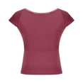 thumbnail image 4 of ZyeKqe Going out Tops for Women Short Sleeve Shirts Crewneck T Shirts Stretchy Slim Fitted Basic Tees, 4 of 7