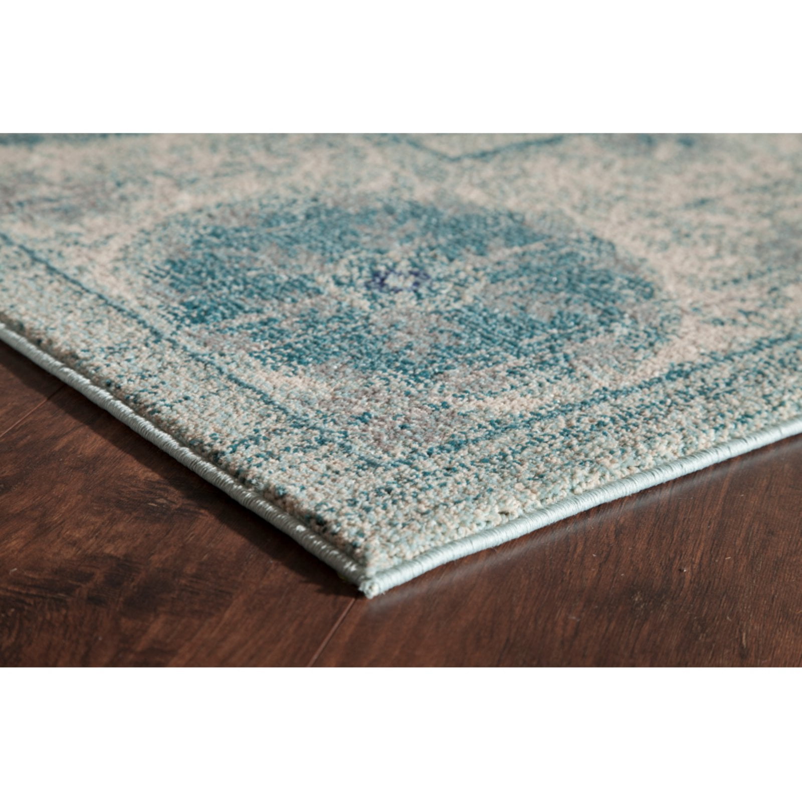 Rugs America Beverly Collection Ivory Blue BV100A Transitional Abstract Area Rug 4' x 5'7"