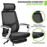 Office Chair With Footrest Reclining Office Computer Desk Chair With Headrest, Ergonomic Swivel Rolling Home, Black