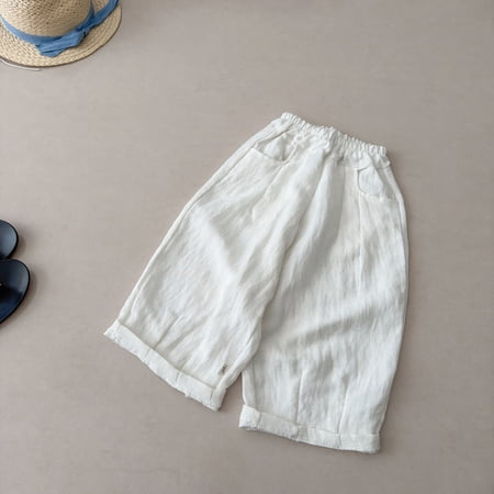 CAIVO Child Summer Pants For Girls Soft Lightweight Casual Trousers Toddler Kids Baby Long Pants Versatile Solid Color Streetwear