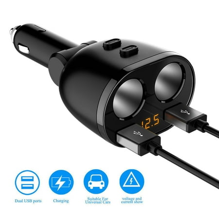 - EEEKit 1 to 2 Car Cigarette Lighter Socket Splitter Dual USB Ports Car Charger Power Adapter for Smartphone, Cellphone