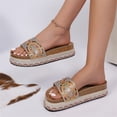 thumbnail image 4 of Flat Sandals for Women,Platform Sandals,Women's Sandals,Womens Dress Sandals,Womens Slide Sandals Cork Footbed Flat Sandals Open Toe Comfort Slip On Slippers for Summer,Gold,9.5, 4 of 6