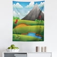 thumbnail image 1 of Golf Course Scene Tapestry, Cartoon Graphic of Hills Majestic Mountain Hole Flags Pond, Fabric Wall Hanging Decor for Bedroom Living Room Dorm, 5 Sizes, Apple Green Multicolor, by Ambesonne, 1 of 1