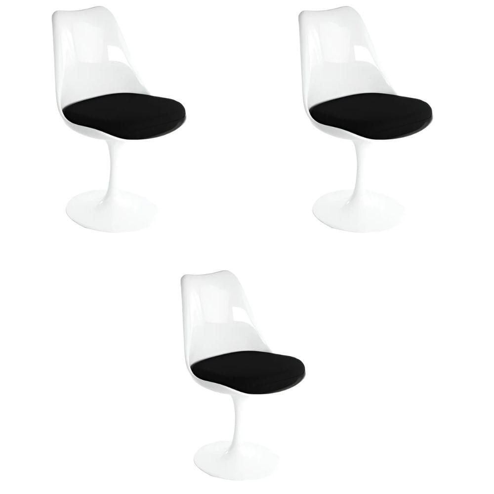 Chaise Tulipe Blanche Céleste Sans Accoudoirs Avec Coussin ENSEMBLE DE 3