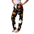 thumbnail image 4 of Wutalume Halloween Women's Casual Pajama Pants - Drawstring Elastic Waist Cuffed Pants with Pockets, Loose Trousers for Festival Wear,Coffee L, 4 of 5