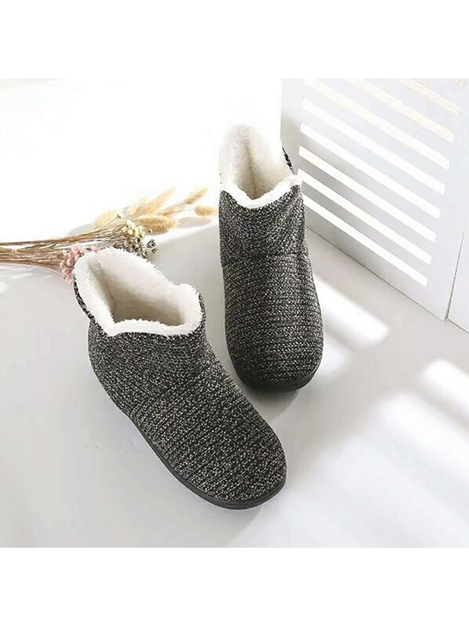 UKAP Womens Color Stitching Slippers Bootie Winter Warm Boots House ...