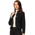 thumbnail image 1 of Chaqueta con bolsillo y cuello levantado para mujer Abrigo corto peplum con botones Negro L, 1 of 2