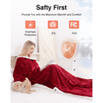 thumbnail image 2 of Ocuuziisu Wearable Heated Throw Blanket with Pockets, 50" x 70" Flannel and Sherpa Electric Wrap Poncho Shawl, 4-Hour Auto Shut Off, Machine Washable, Red, 2 of 8