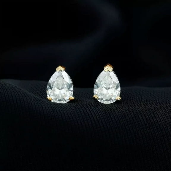 2.50 CT Pear Cut Moissanite Stud Earrings 18K Yellow Gold Plated