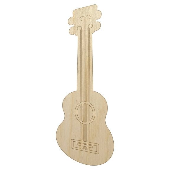 Ukulele Music Instrument Doodle Wood Shape Unfinished Piece Cutout Craft DIY Projects - 4.70 Inch Size - 1/8 Inch Thick