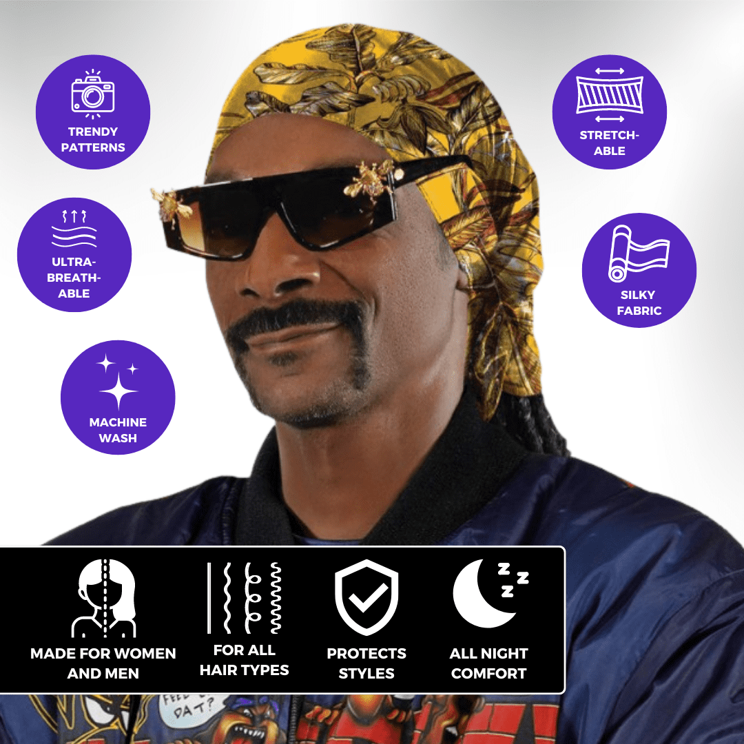 Broadus Collection Scarf by Shante & Snoop Dogg for All Ages, 60" x 15" Headwrap, Golden Tropics