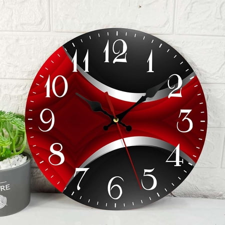 Wooden Wall Clock Silent Non-Ticking, Yellow Grey Abstract Painting Gray Contemporary Art Vintage Round Wall Clocks Decor for Home Kitchen Living Room Office, Battery Operated(12 Inch)