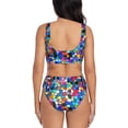 thumbnail image 3 of Kdxio Colorful Tie Dye Stained Glass 2 Print Women's 2 Piece High Waisted Wrap Spaghetti Strap Summer Swimsuit Bikini Set-Medium, 3 of 7
