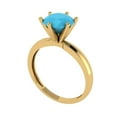 thumbnail image 2 of Clara Pucci 14K Yellow Gold Solid Gold Turquoise Solitaire Anniversary Ring for Women - 2 cttw Round Cut, 2 of 8