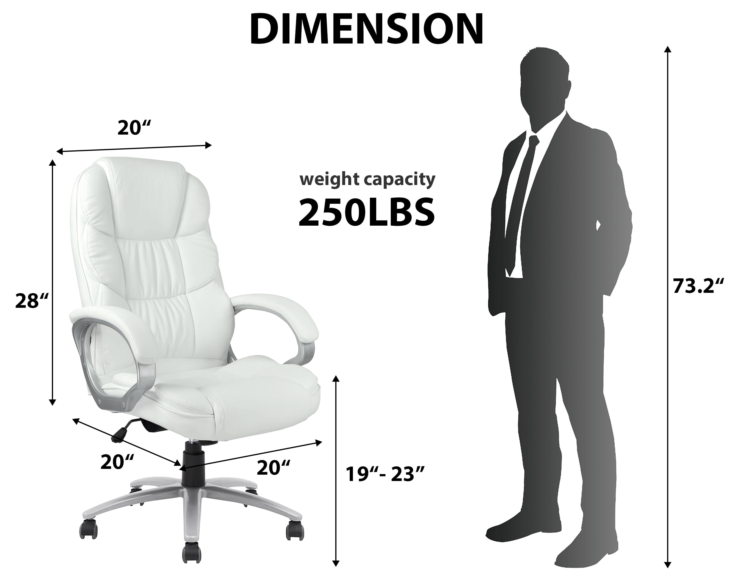CL.HPAHKL Ergonomic Office Chair, PU Leather Home Office Desk Chairs, Adjustable Height Computer Chair with Armrest and Lumbar Support, Rolling Swivel Comfortable Office Chair Work Chair