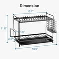 thumbnail image 3 of iSPECLE 2 Tier Dish Racks Dish Drainers with Water Tray Cutlery Holder for Small Kitchen Households Black, 18.90 x 8.27 x 11.81 Inches, 3 of 10