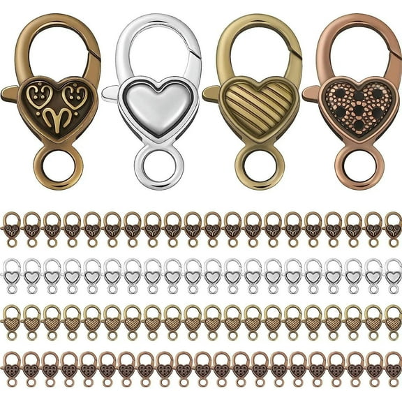 U8MO 80 Large Lobster Clasps Bronze Silver Assorted Lot Findings Jewelry Making 27mm