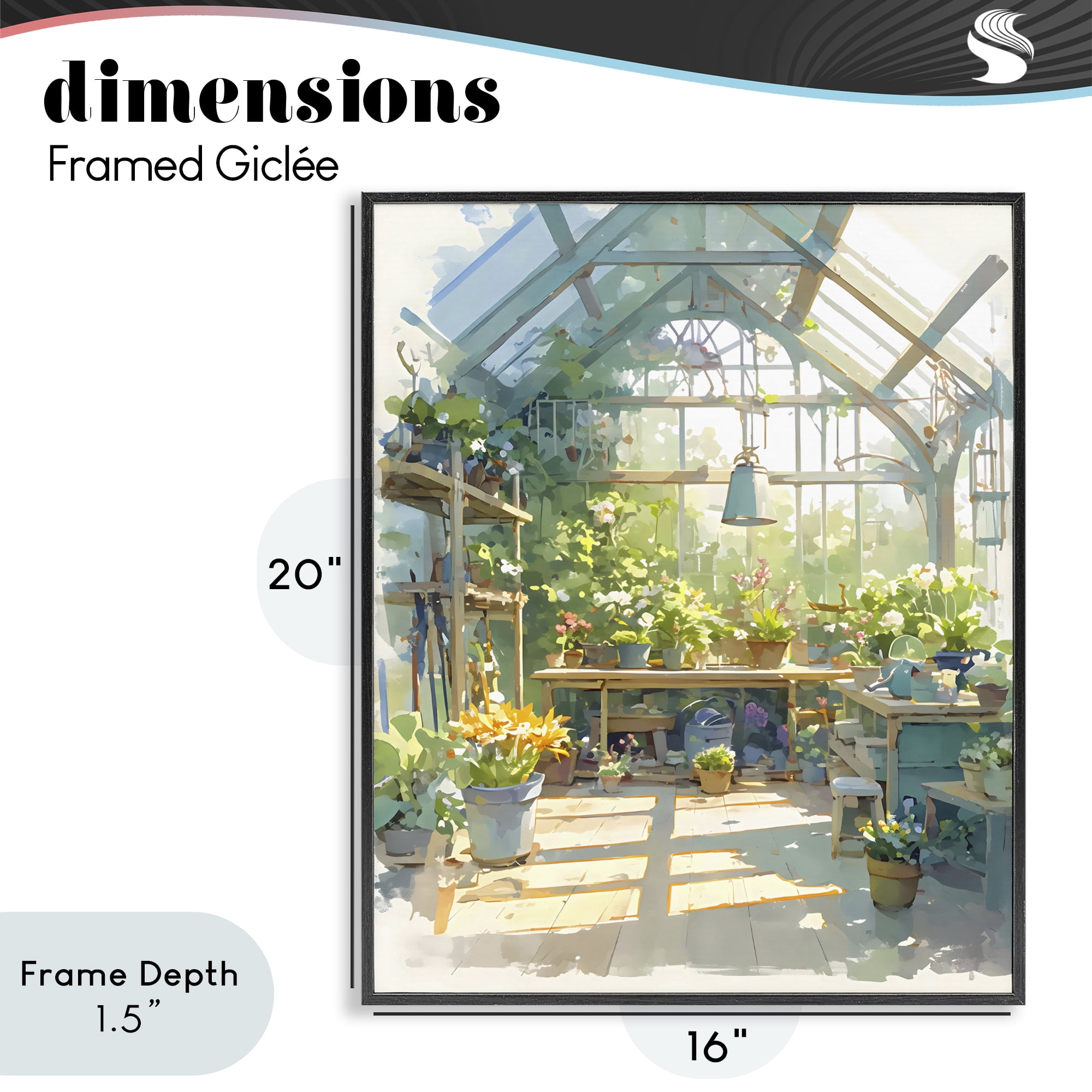 Stupell Industries Sunlit Greenhouse Plant Sanctuary Black Framed Giclee Art, design by Creative Studio