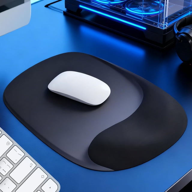 Ergonomic Mouse Pad with Gel Wrist Rest,Comfortable Mousepad with Smooth Wrist Support Surface Non-Slip PU Base for Pain Relief,Desk Accessories Mat for Computer,Laptop,Black