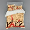thumbnail image 2 of Ambesonne Vintage Bedding Set 3 Pcs, Paris Eiffel Tower View, Twin XL, Red Brown Ecru, 2 of 3