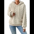 thumbnail image 3 of Suéter Holgado de Franela con Capucha para Mujer, Larga y Cálido para Invierno Albaricoque L, 3 of 8