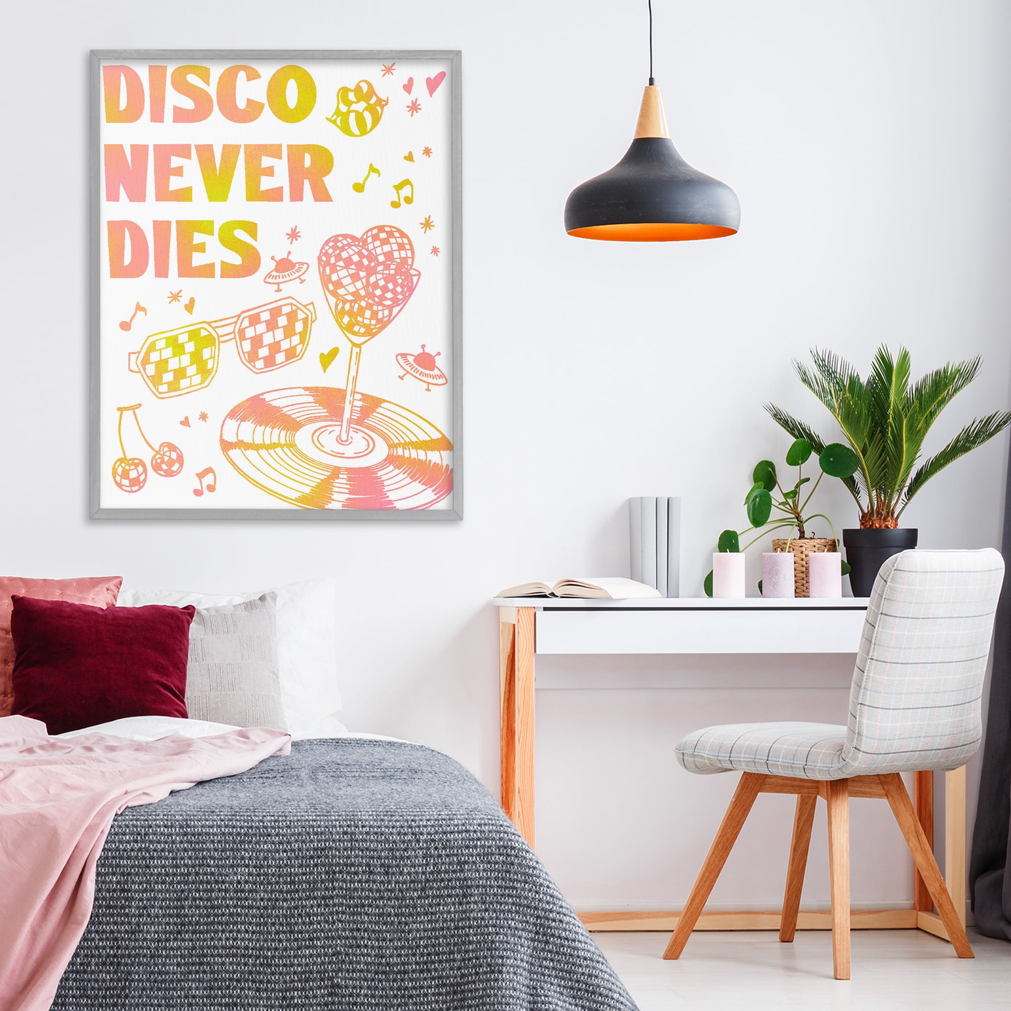 Stupell Industries Disco Never Dies Gray Framed Giclee Art, design by Ziwei Li