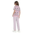 thumbnail image 5 of Wutalume Women's Festive Healthcare Scrub Set, Christmas Pattern Short Sleeve Top and Work Pants, Medical Work Uniform,Pink 2XL, 5 of 6