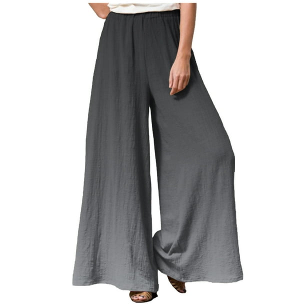 Wide Leg Pants for Women Elastic High Waist Flowy Slacks Gradient Color  Print Palazzo Pants Summer Beach Lounge Trousers 