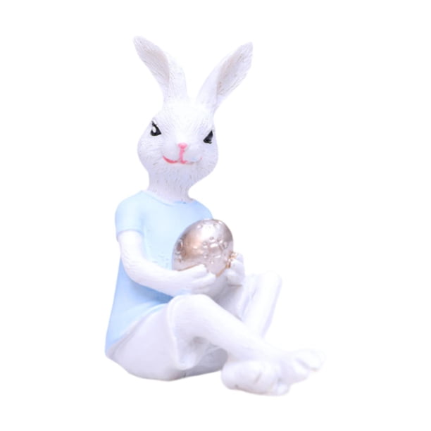 Estatua de conejo de Pascua, decoración de Pascua, decoración de mesa, figura creativa de conejo Azul