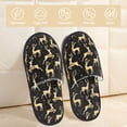 thumbnail image 2 of House Slippers for Women Men - Elegant Gold Moose Lightweight House Shoes Fuzzy Slippers, Soft Slip-On Cozy House Slippers for Woman Indoor Outdoor, 2 of 7