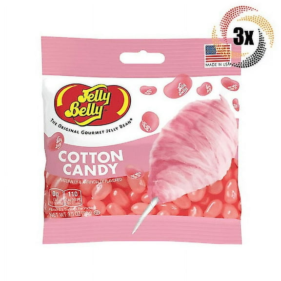 3x Bags | Jelly Belly Gourmet Beans Cotton Candy Flavor Peg Bags Candy | 3.5oz |