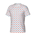 thumbnail image 3 of Yiaed Red Blue Polka Dots Print Mens Short Sleeve Tight Fit T-Shirt, Crewneck Casual Tee-X-Large, 3 of 5