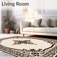 thumbnail image 2 of ODIKA 3'x5' Machine Washable Non-Slip Area Rug, Luxurious Baroque Swirl Paisley Symmetrical Heirloom High Traffic Rug with Pad, Beige, 580797, 2 of 8