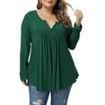 thumbnail image 4 of VERABENDI Women's Plus Size Tops Blouses Long Sleeve Button Up V-neck Tunic Shirts, M-4XL, 4 of 5