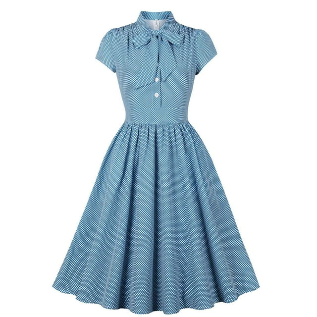 Vestido de Verano de Manga Corta para las Mujeres Impreso Diseño Grande Del Doblado, Cuello de Vuelta Vestido de Verano Casual