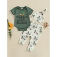 thumbnail image 2 of aturustex Toddler Boys 3pcs Casual Pants Outfits 0 3M 6M 12M 18M Infant Baby Short Sleeve Romper Crew Neck Bodysuits Letter Print Jumpsuits with Duck l Daily Summer Clothes for Holiday Party, 2 of 8