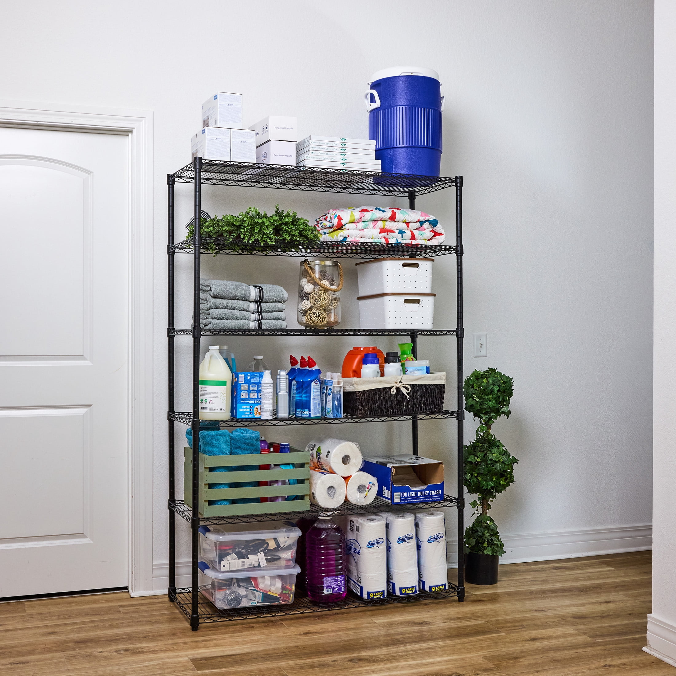 WorkPro 6-Tier Black Wire Shelving