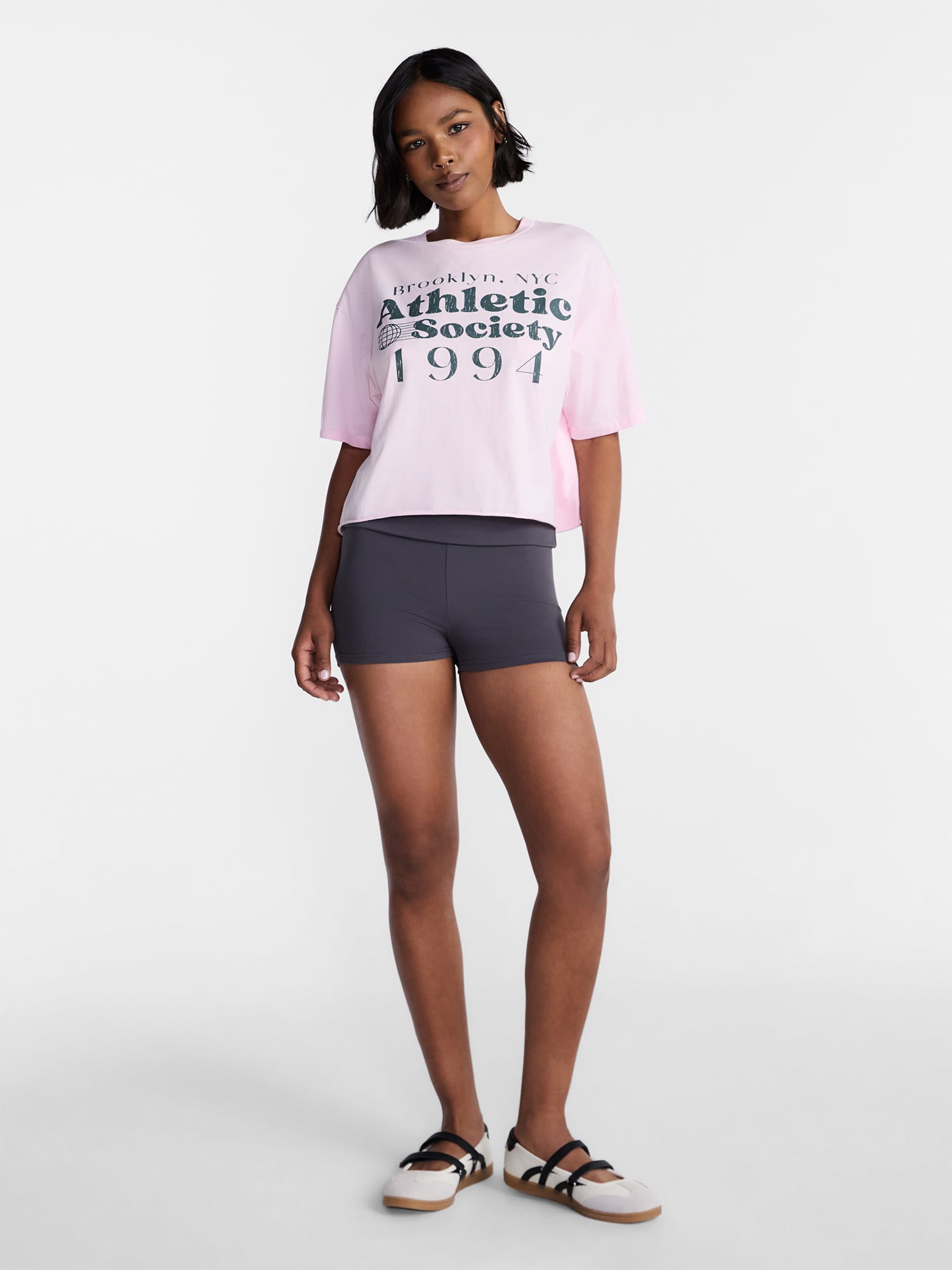 No Boundaries Boxy Cropped Graphic Tee, Women's and Women's Plus XXS-4X