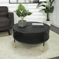thumbnail image 3 of DecMode 32" x 17" Black Metal Open Grid Frame Geometric Coffee Table with Gold Legs, 1-Piece, 3 of 16