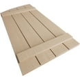 thumbnail image 6 of Ekena Millwork 22"W x 70"H (62 5/8" Low Side) Timberthane Rough Cedar Four Board Joined Board-n-Batten w/Elliptical Top Faux Wood Shutters (Per Pair), Primed Tan, 6 of 6