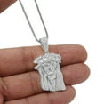 thumbnail image 2 of Real Genuine Diamond 0.30 Cwt. Jesus Face Piece Over 10K White Gold  Pendent Charm Chain Set 1.65'', 2 of 7