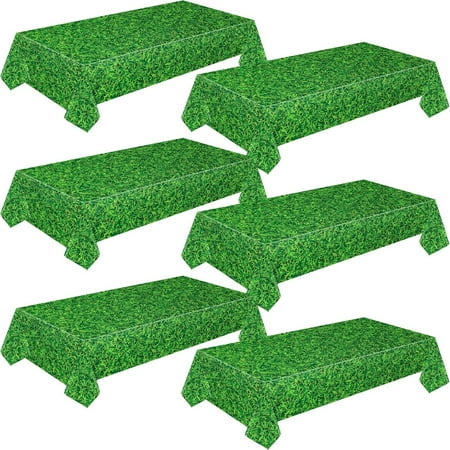 XD2-6 Pcs Plastic Grass Tablecloth Green Golf Tablecloth Disposable Golf Table Cloth Themed Golf Party Decorations Golf Table Decorations Golf Table Cover for Sports Party*2