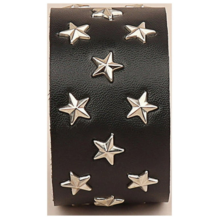 LEATHER STAR STUD BRACELET GOLD METALLIC LEATHER STAR STUD BRACELET GOLD METALLIC