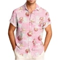 thumbnail image 2 of Blusa y camisa de manga corta con cuello vuelto para hombre, blusa informal de moda con cuello vuelto, blusa estampada de manga corta con botones, blusa de poliéster para hombre, 2 of 6