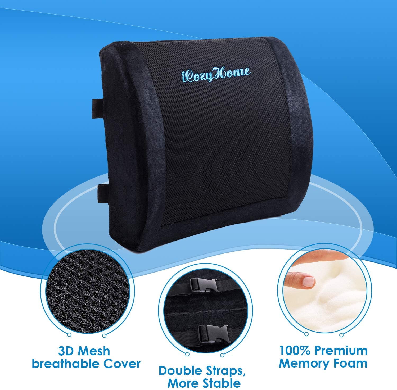 1 Xtreme Comforts Desk Chair Cushions for Back Support and Tailbone Relief  - Memory Foam Coccyx Seat Cushion w/Handle & Bag for Ho