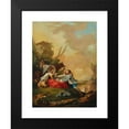 thumbnail image 2 of Jean Barbault 11x14 Black Modern Framed Museum Art Print Titled - A Pastoral Scene with a Boy Offering a Shepherdess Doves in a Rocky Landscape, 2 of 5