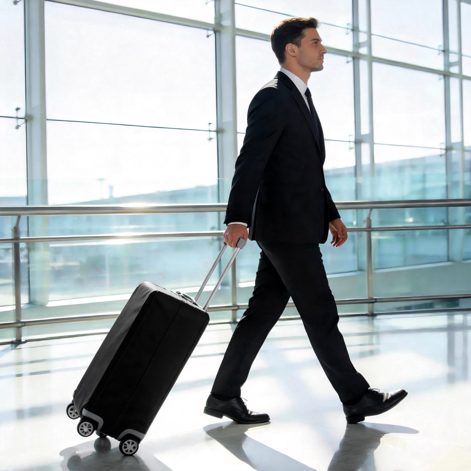 Unique Bargains High Elasticity Luggage Cover for Suitcases Bags Black Mid